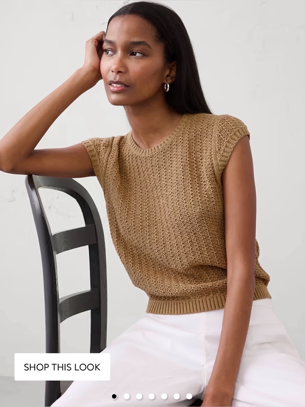 Banana Republic Factory Textured Sleeveless Knit Shell in Camel Brown